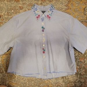 cropped lavender button up